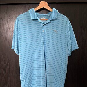 Puma Golf Men’s Performance Polo Blue Striped Short Sleeve Shirt Size M